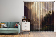 3D Landscape Mountain Peak Forest River Elk Curtains and Drapes GD 4846- Jess Art Decoration
