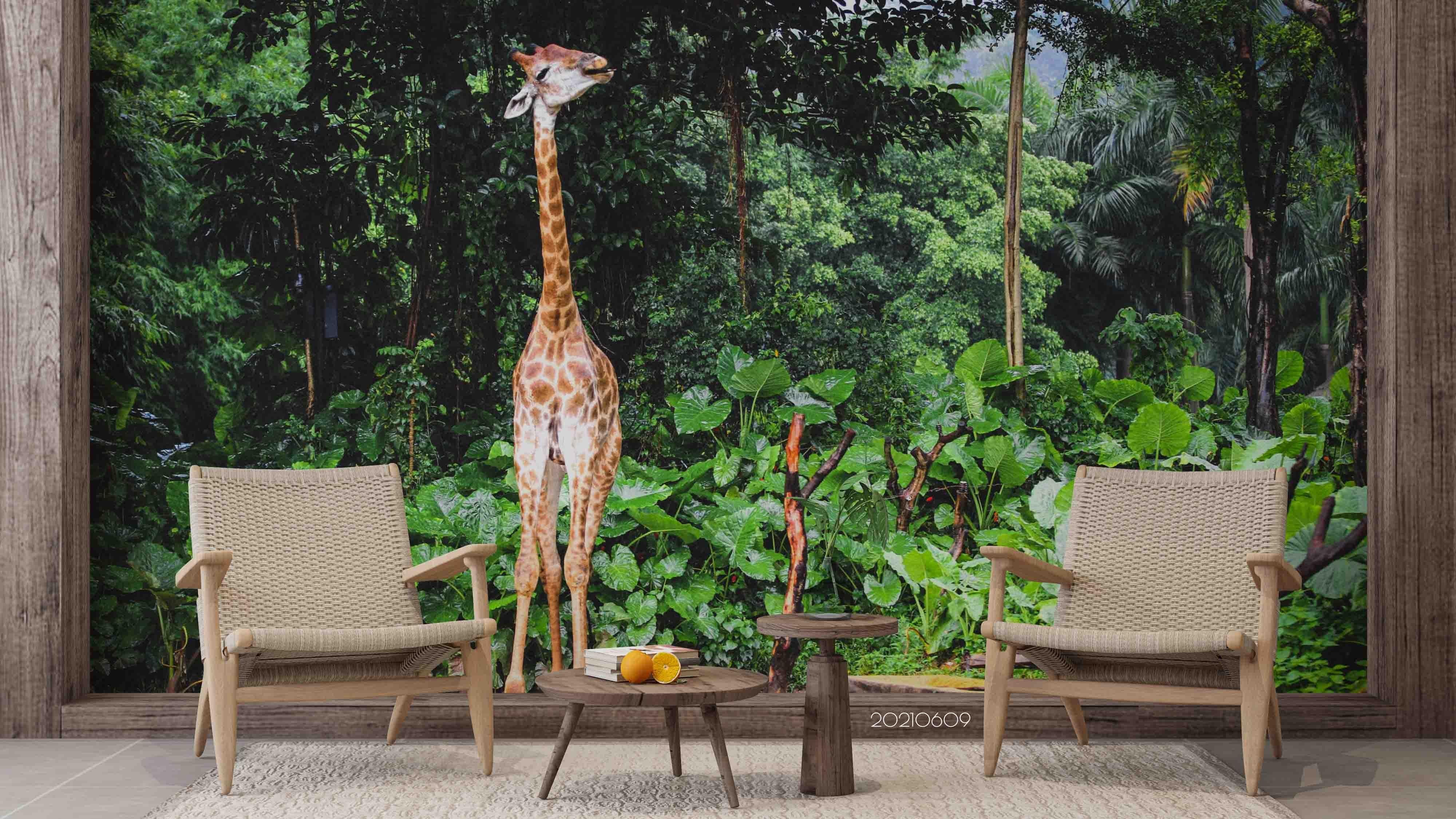 3D  Forest Giraffe Wall Mural Wallpaper SWW1696- Jess Art Decoration