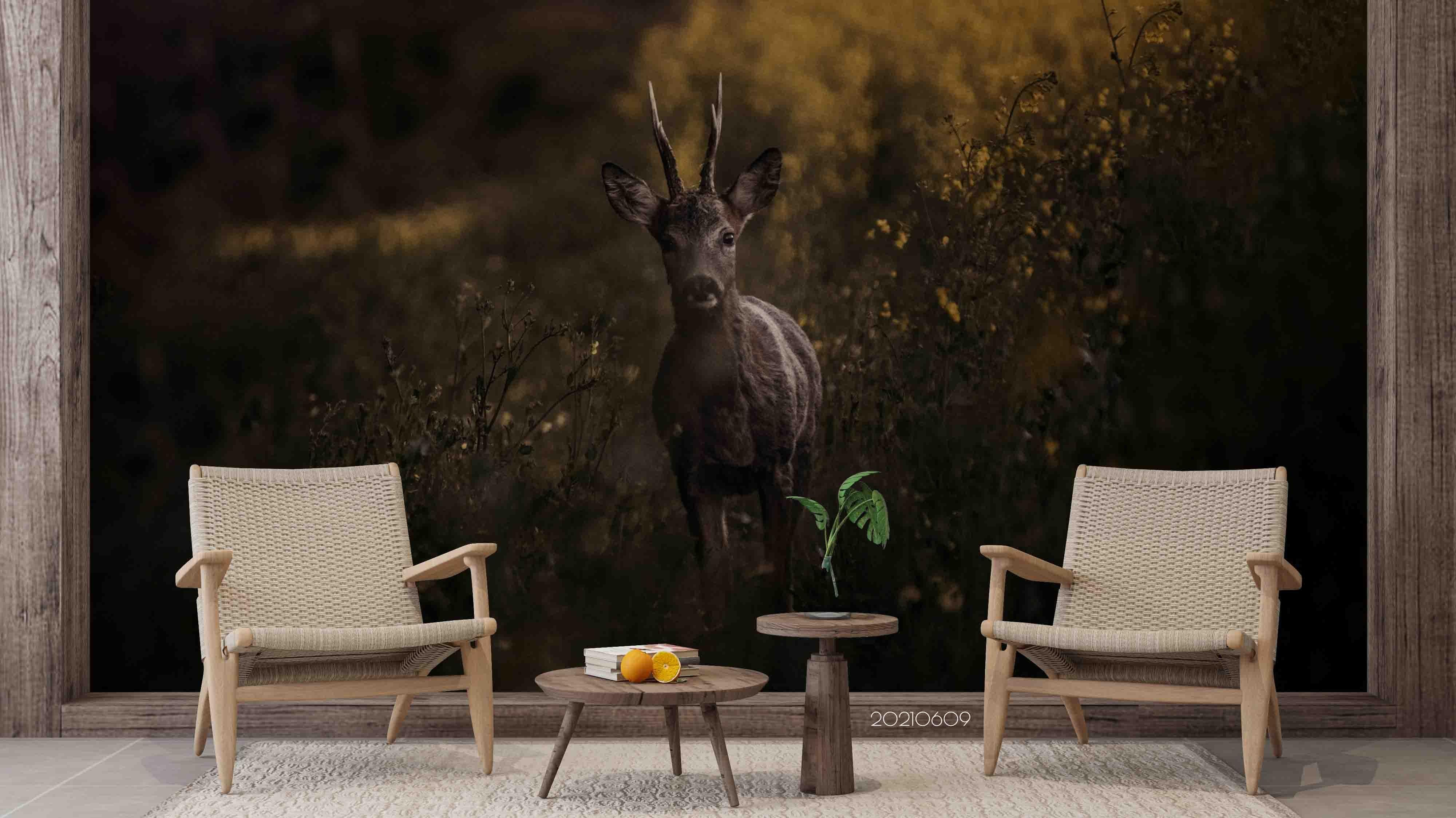 3D Africa Grassland Animal Antelope Dusk Wall Mural Wallpaper SWW1665- Jess Art Decoration