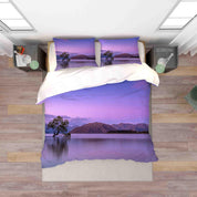 3D Purple Sky Mountain Lake Landscape Quilt Cover Set Bedding Set Duvet Cover Pillowcases 166- Jess Art Decoration