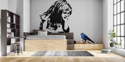 3D Sketch Girl Bird black white sketch girl mural wall mural wallpaper for bedroom - view 3
