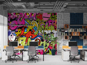 Graffiti Monster Alphabet Pattern Wallpaper typography graffiti wall mural for teen room or studio - view 3