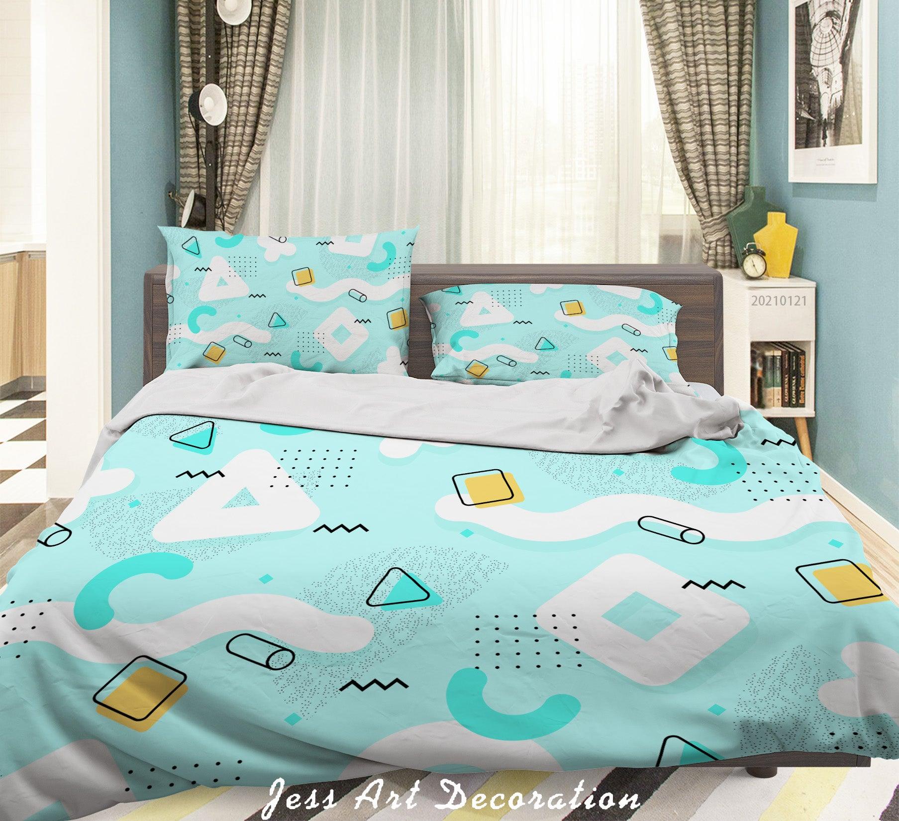 3D Abstract Green Geometric Pattern Quilt Cover Set Bedding Set Duvet Cover Pillowcases 118- Jess Art Decoration