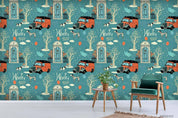 3D Cartoon Red Car Vehicle Door Tree Plant Pattern Wall Mural Wallpaper LXL- Jess Art Decoration