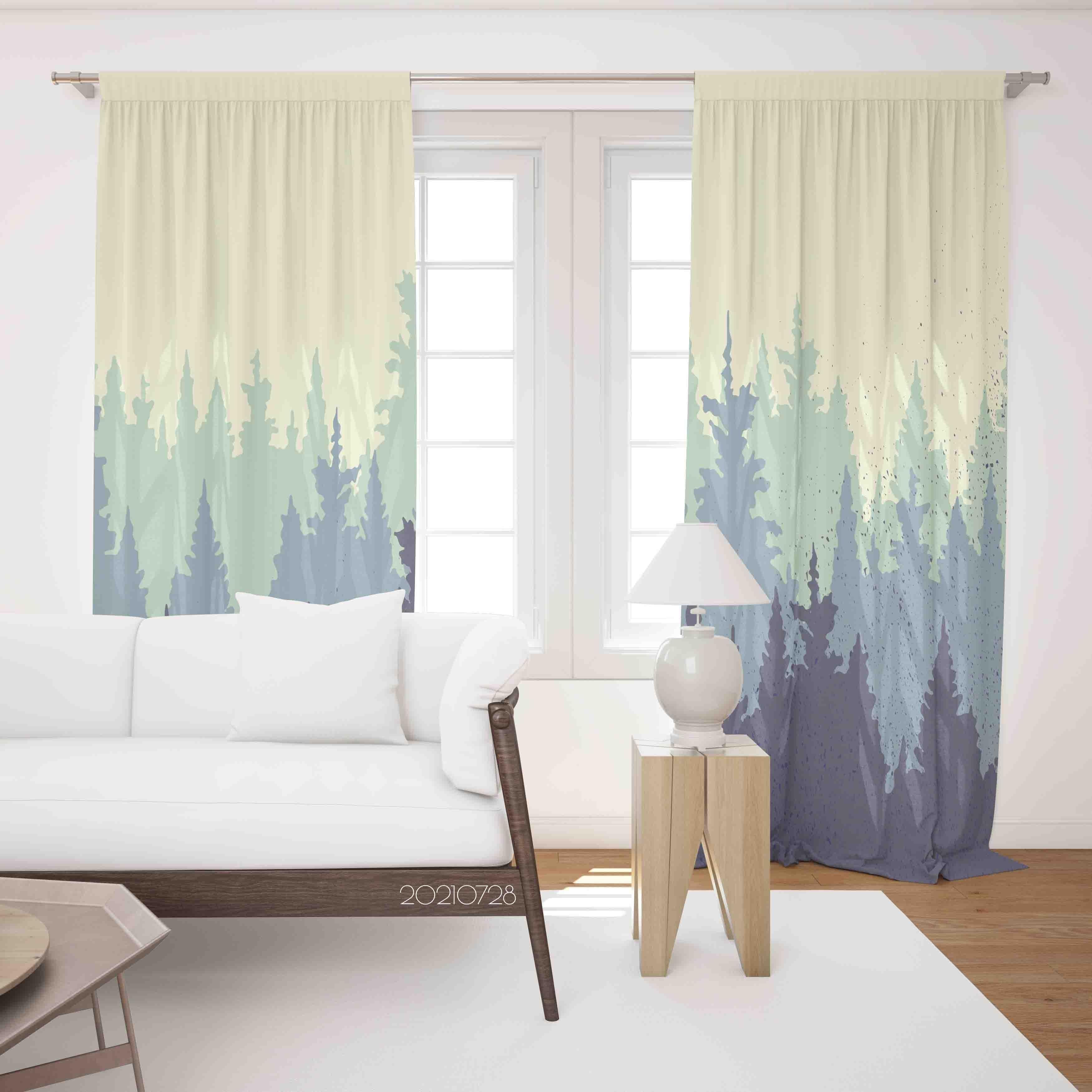 3D Forest Nature Landscape Curtains and Drapes LQH 48- Jess Art Decoration