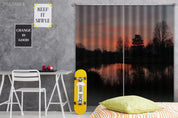3D Black Woods Lake Red Sky Curtains and Drapes GD 1146- Jess Art Decoration