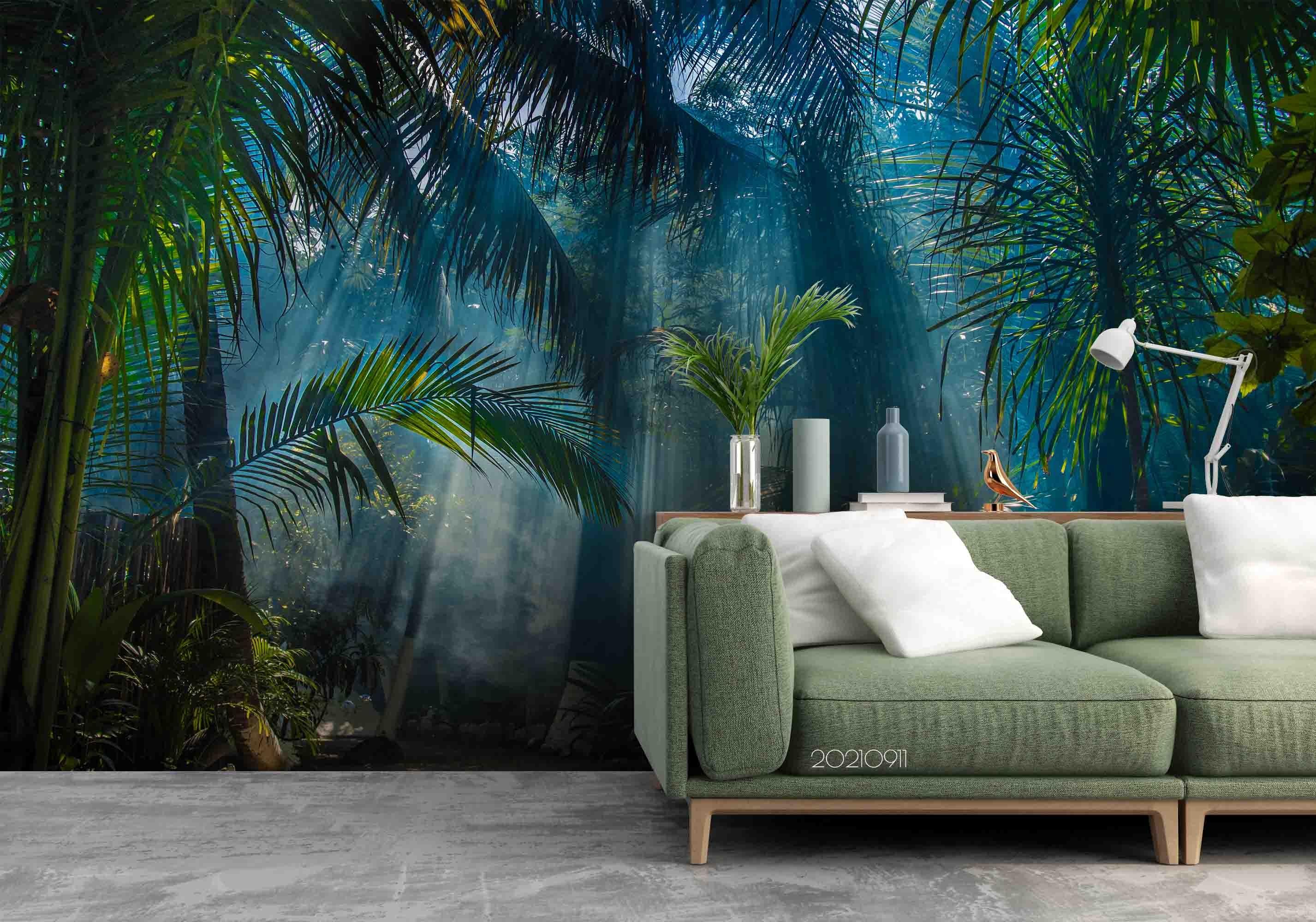 3D Tropical Jungle Palm Wall Mural Wallpaper LQH 10- Jess Art Decoration