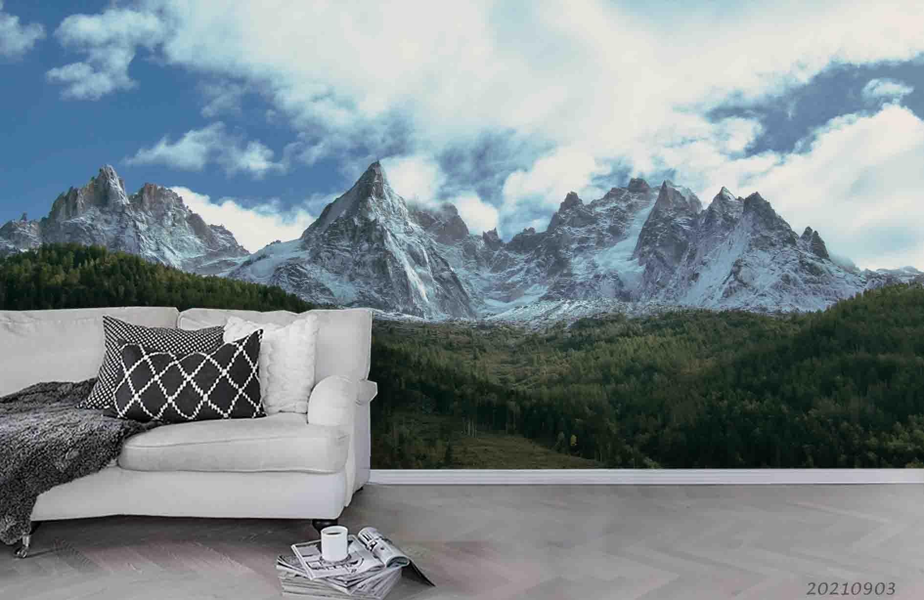3D Sky Cloud Mountain Landscape Wall Mural Wallpaper LQH 96- Jess Art Decoration