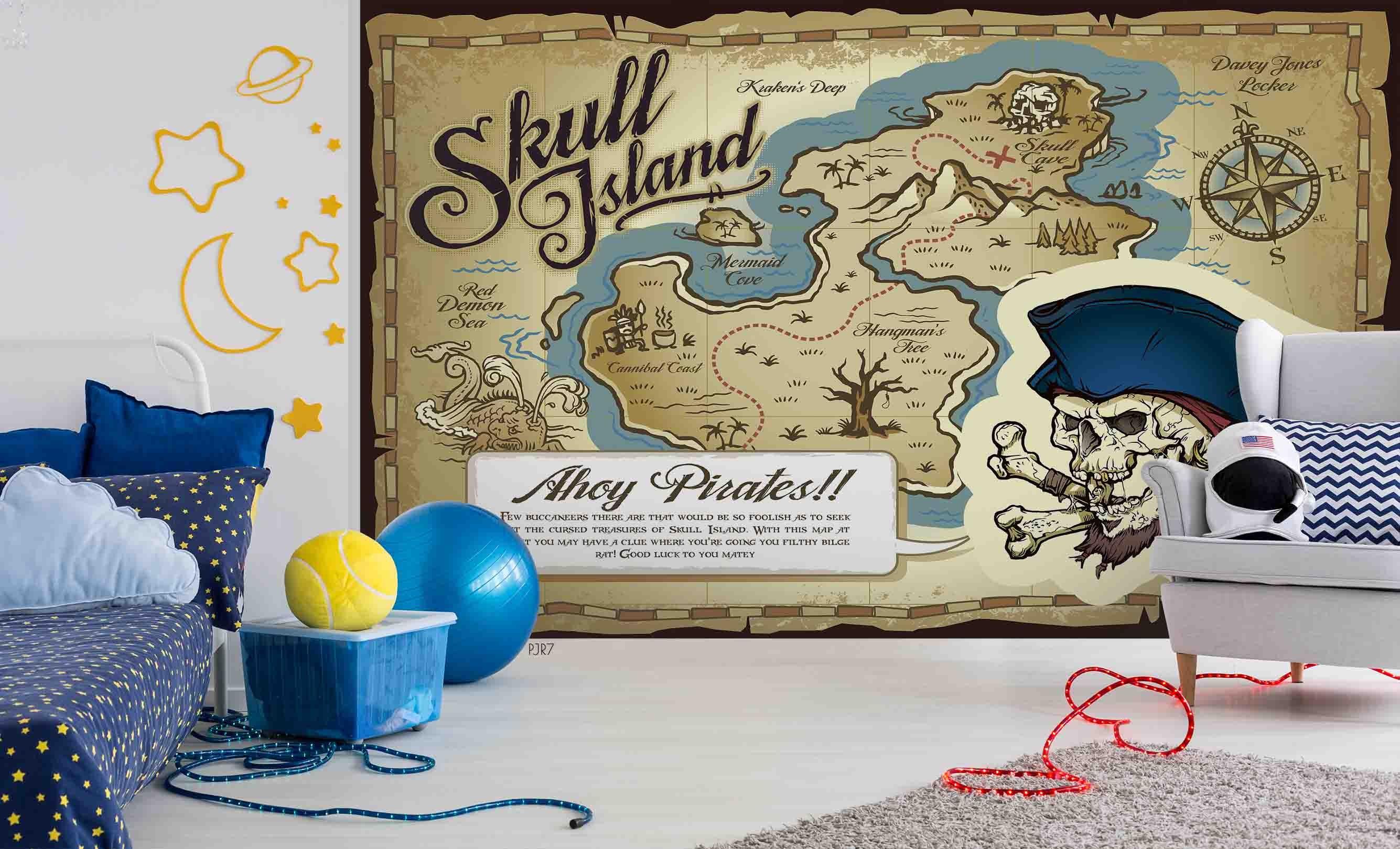 3D Skull Island Map Wall Mural Wallpaper WJ 6695- Jess Art Decoration