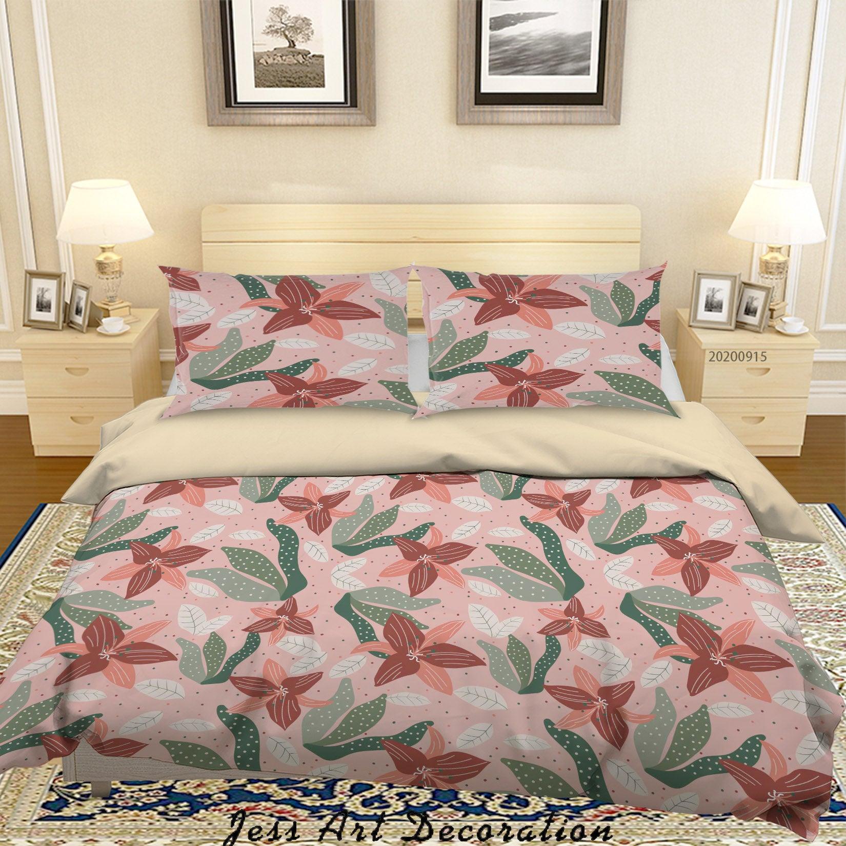 3D Plant Leaves Flower Pattern Quilt Cover Set Bedding Set Duvet Cover Pillowcases WJ 1991- Jess Art Decoration