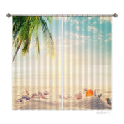 3D Tropical Sky Beach Palm Curtains and Drapes LQH 459- Jess Art Decoration