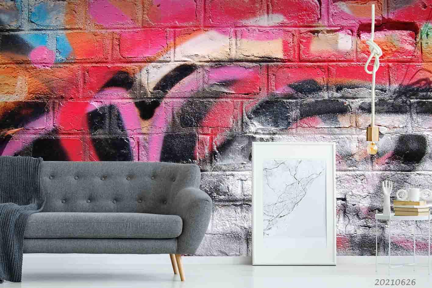 3D Street Color Graffiti Wall Mural Wallpaper LQH 6- Jess Art Decoration