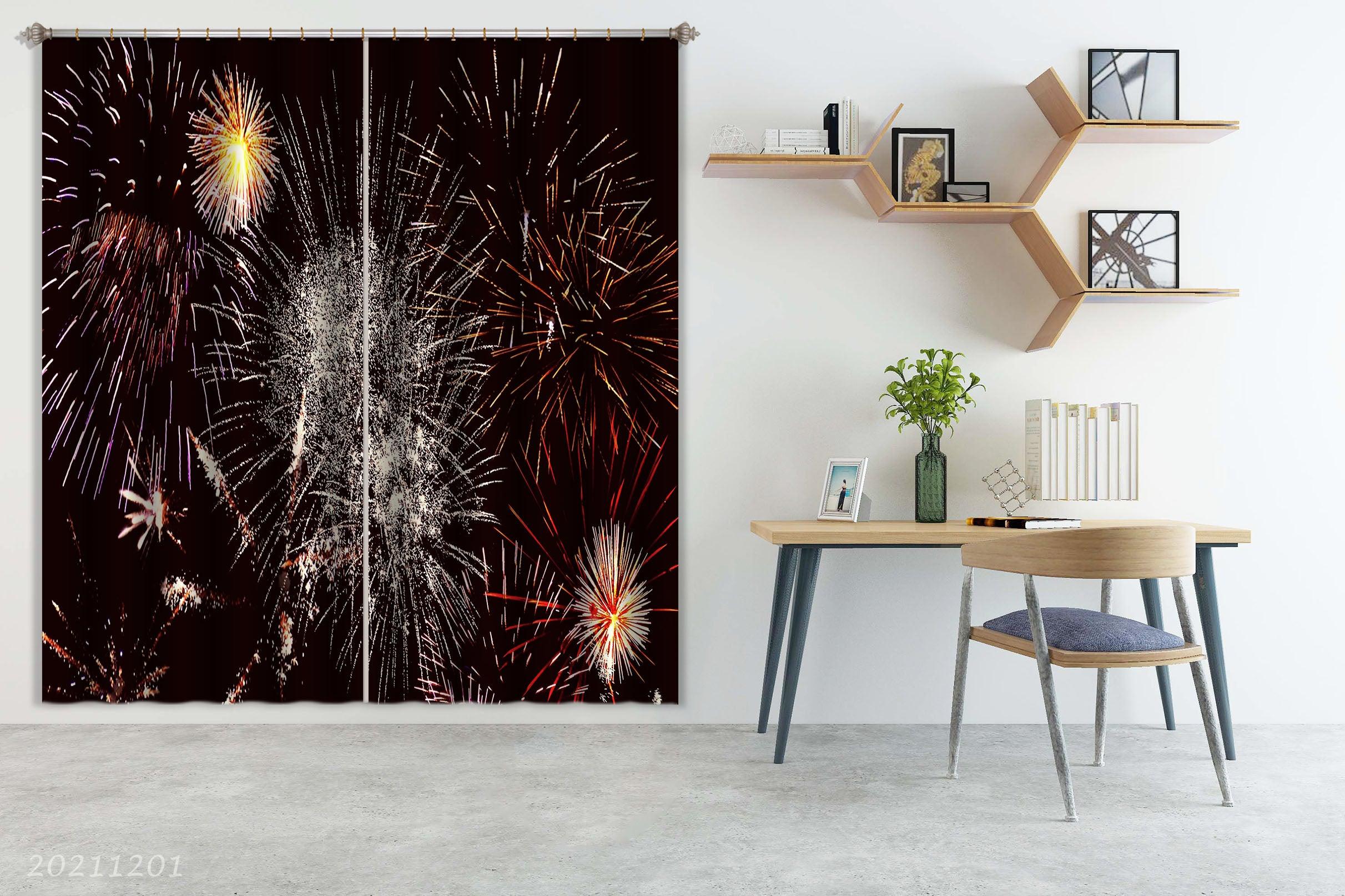 3D Abstract Color Fireworks Night Curtains and Drapes LLL 318- Jess Art Decoration