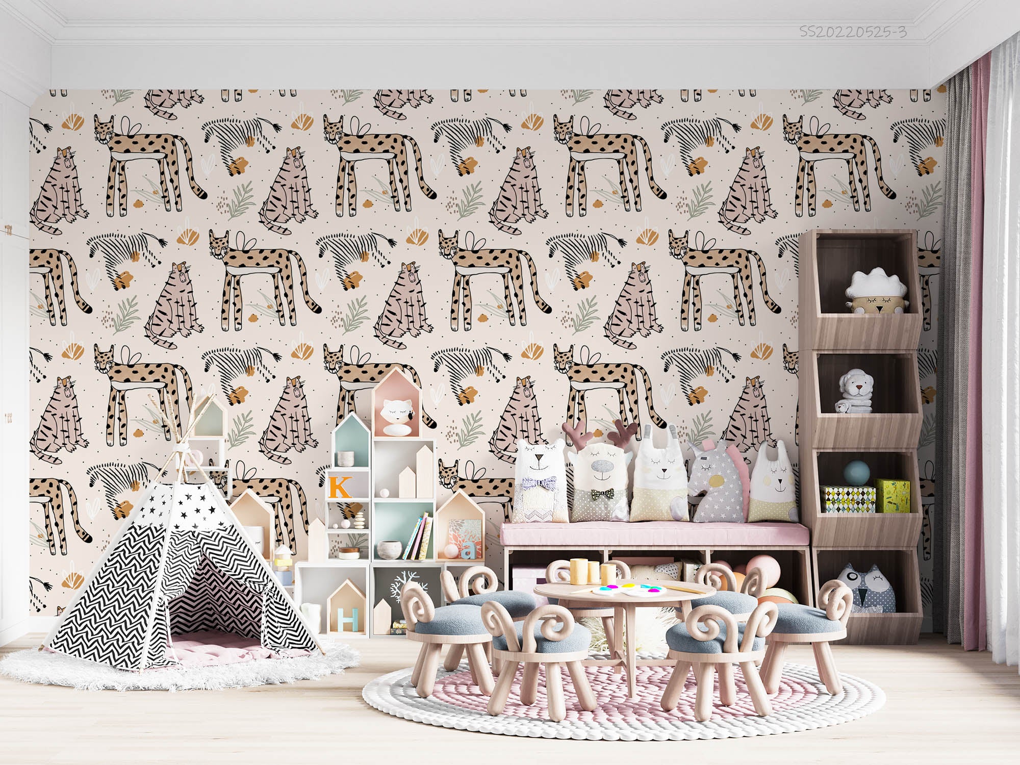3D Abstract Tropical Animal Leopard Zebra Wall Mural Wallpaper GD 242- Jess Art Decoration