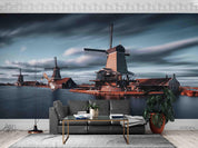 3D Near Sea Town Windmill Wall Mural Wallpaper SWW5000- Jess Art Decoration
