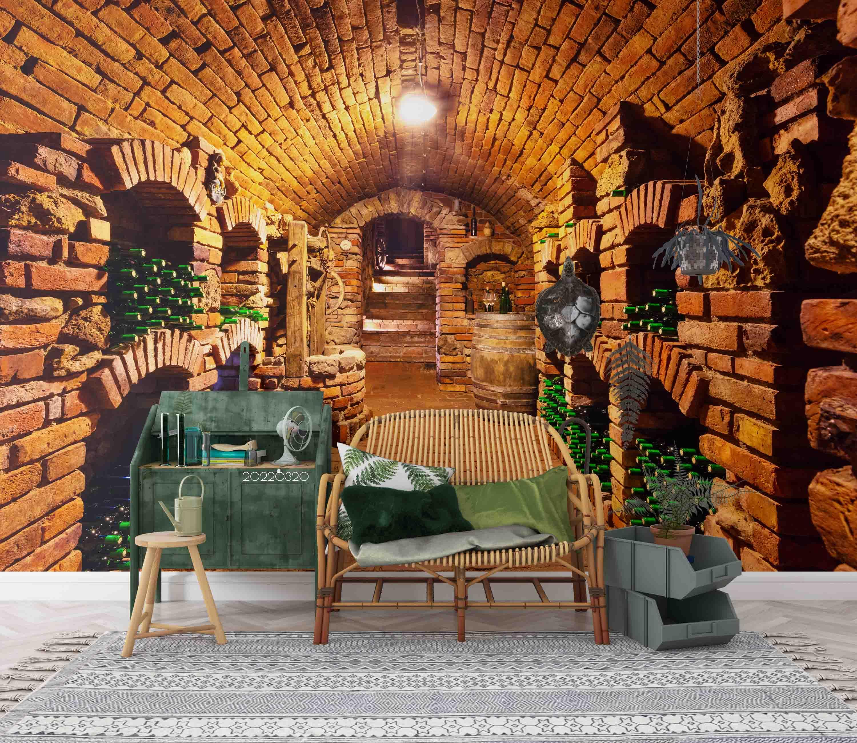 3D Brick Building Wine Bottle Wall Mural Wallpaper GD 3754- Jess Art Decoration