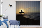 3D Sea Coast Observation Deck Sunbeam Curtains and Drapes GD 3076- Jess Art Decoration