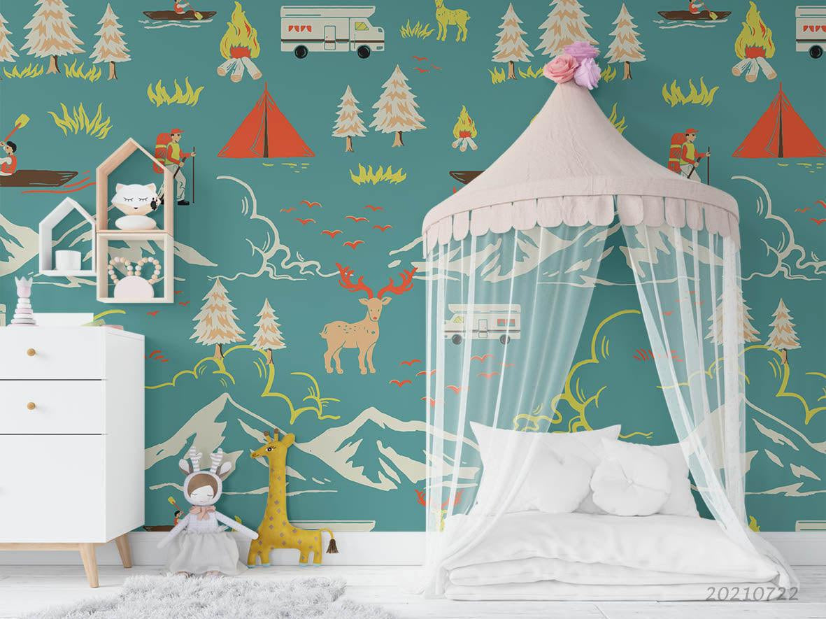 3D Camping Tourism Wall Mural Wallpaper LQH 125- Jess Art Decoration