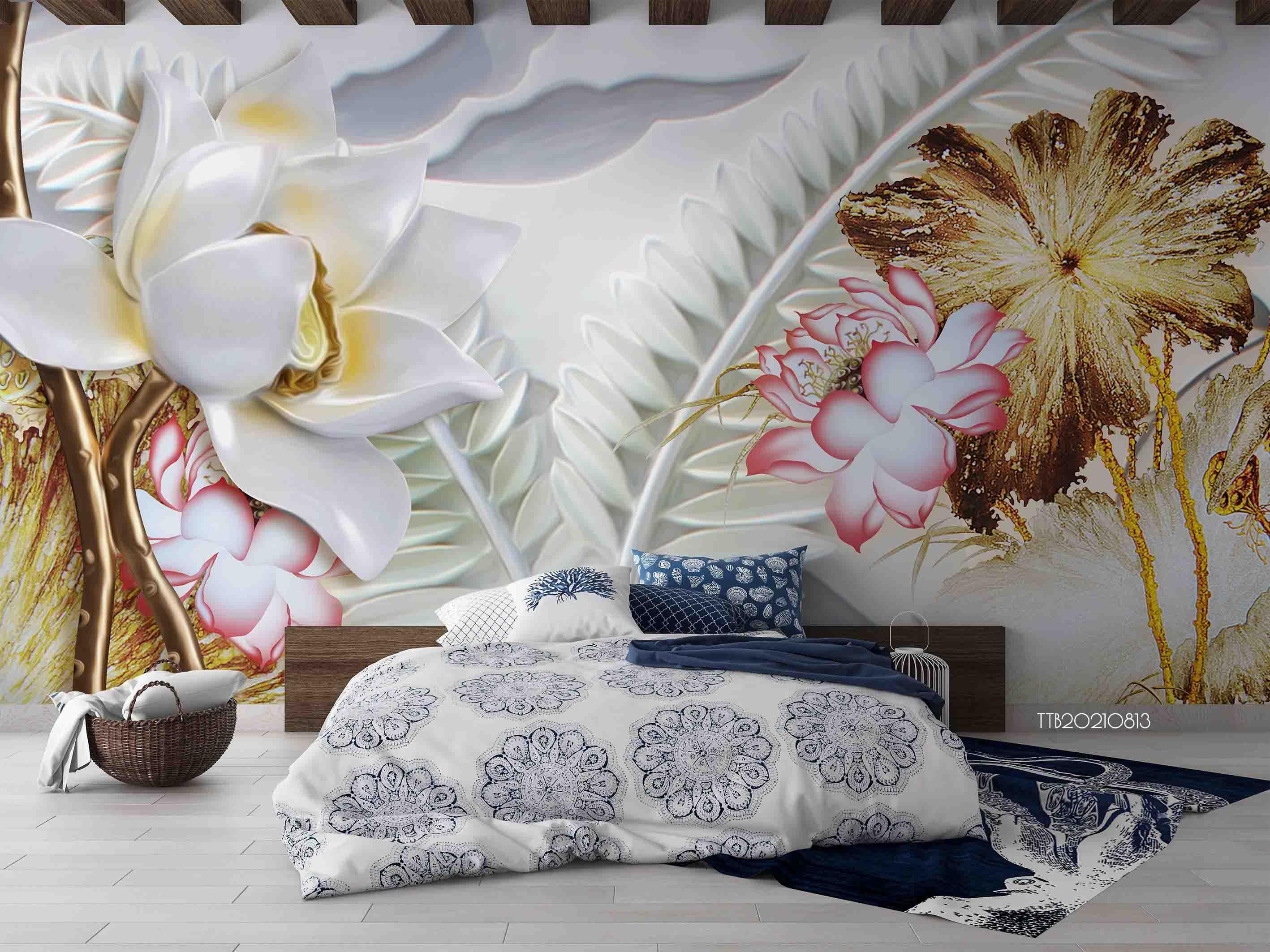 3D Chinese Style Stereo Relief Floral Wall Mural Wallpaper 5128- Jess Art Decoration