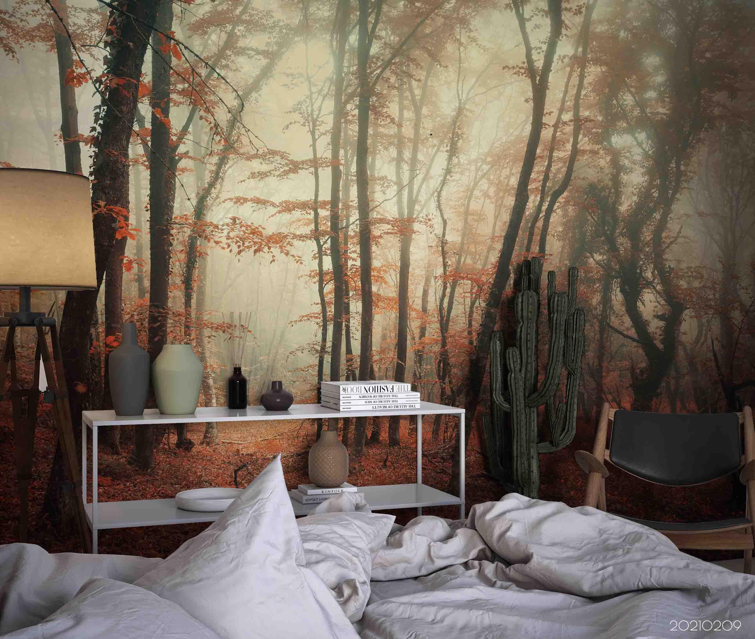 3D Autumn Forest Landscape Wall Mural Wallpaper LQH 142- Jess Art Decoration