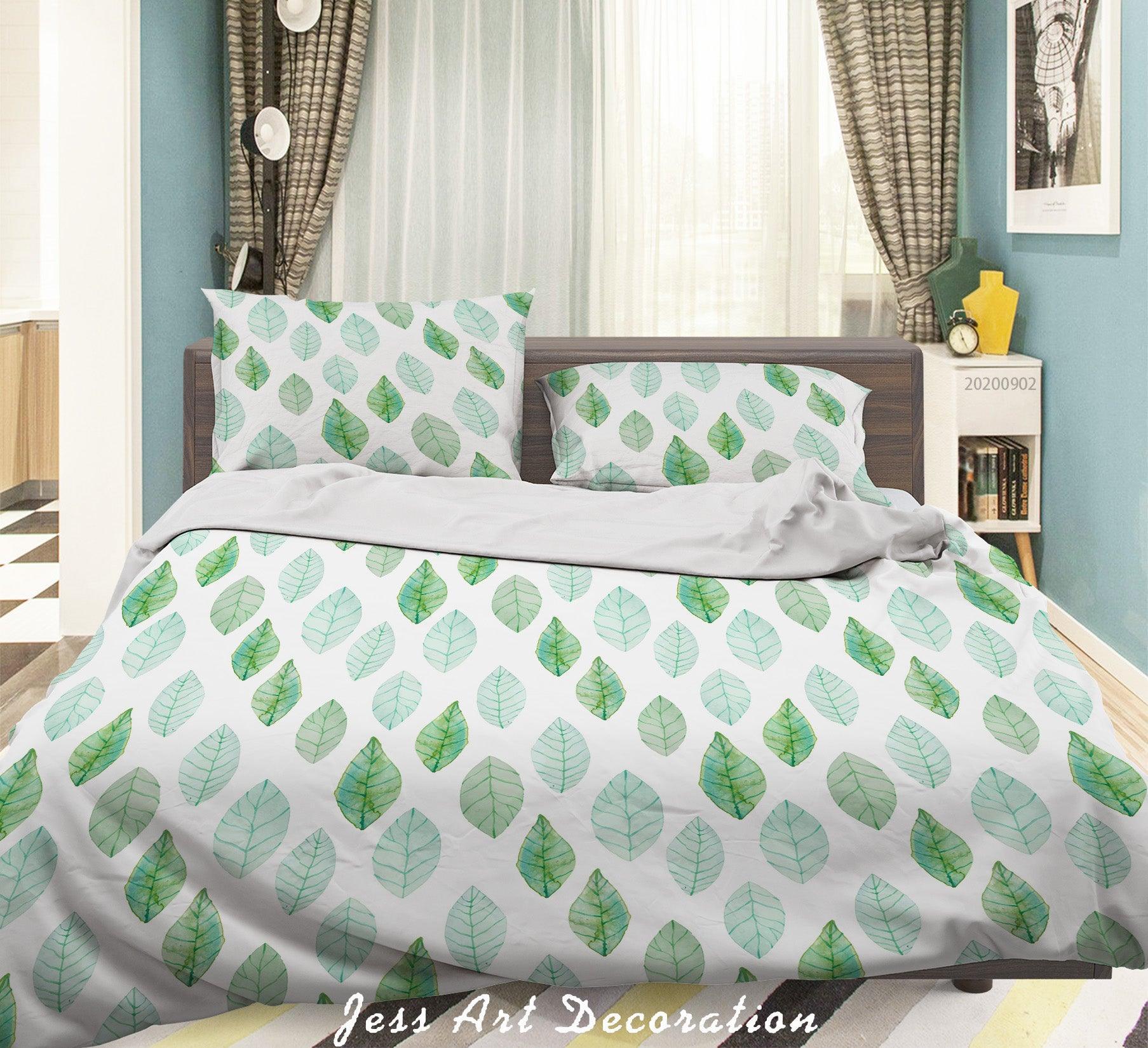 3D Green Leaves Pattern Quilt Cover Set Bedding Set Duvet Cover Pillowcases WJ 1417- Jess Art Decoration