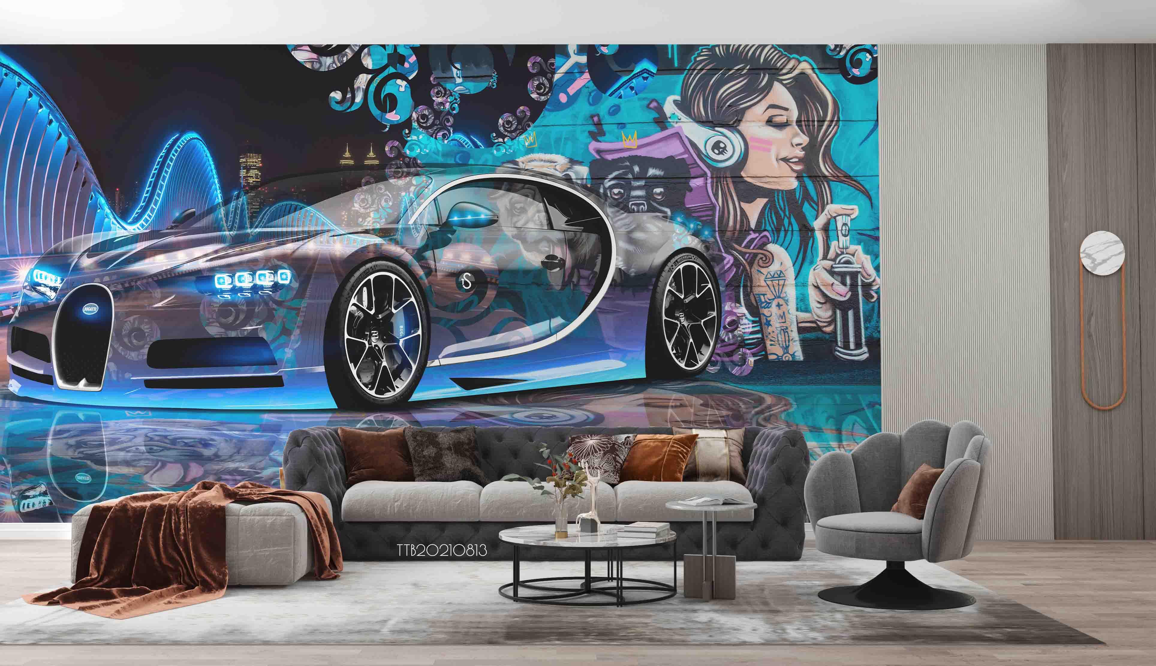 3D Street Graffiti Car Wall Mural WallpaperSWW5127- Jess Art Decoration