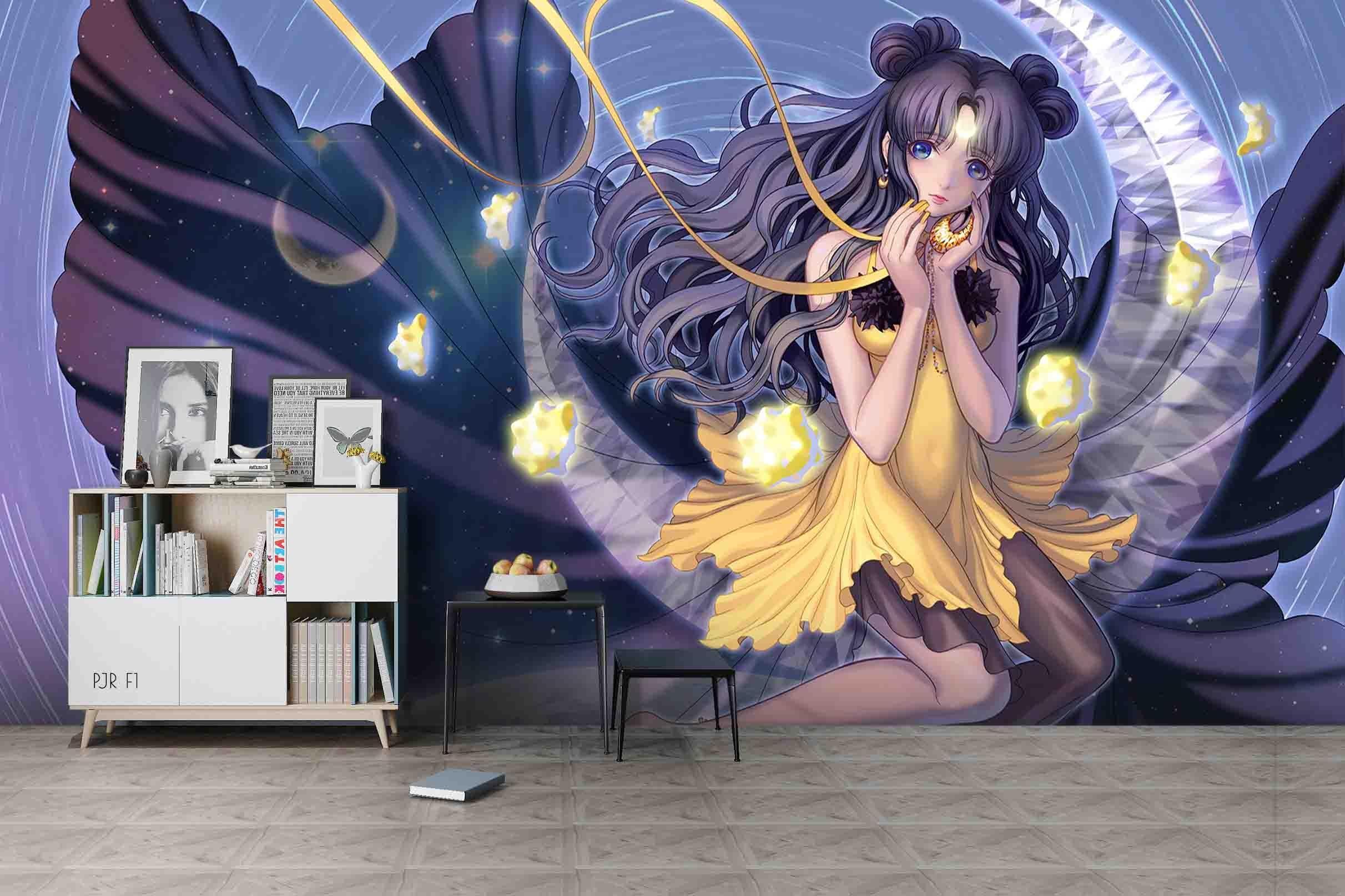 3D Moon Anime Girl moon anime girl fantasy mural wall mural wallpaper for bedroom - view 3