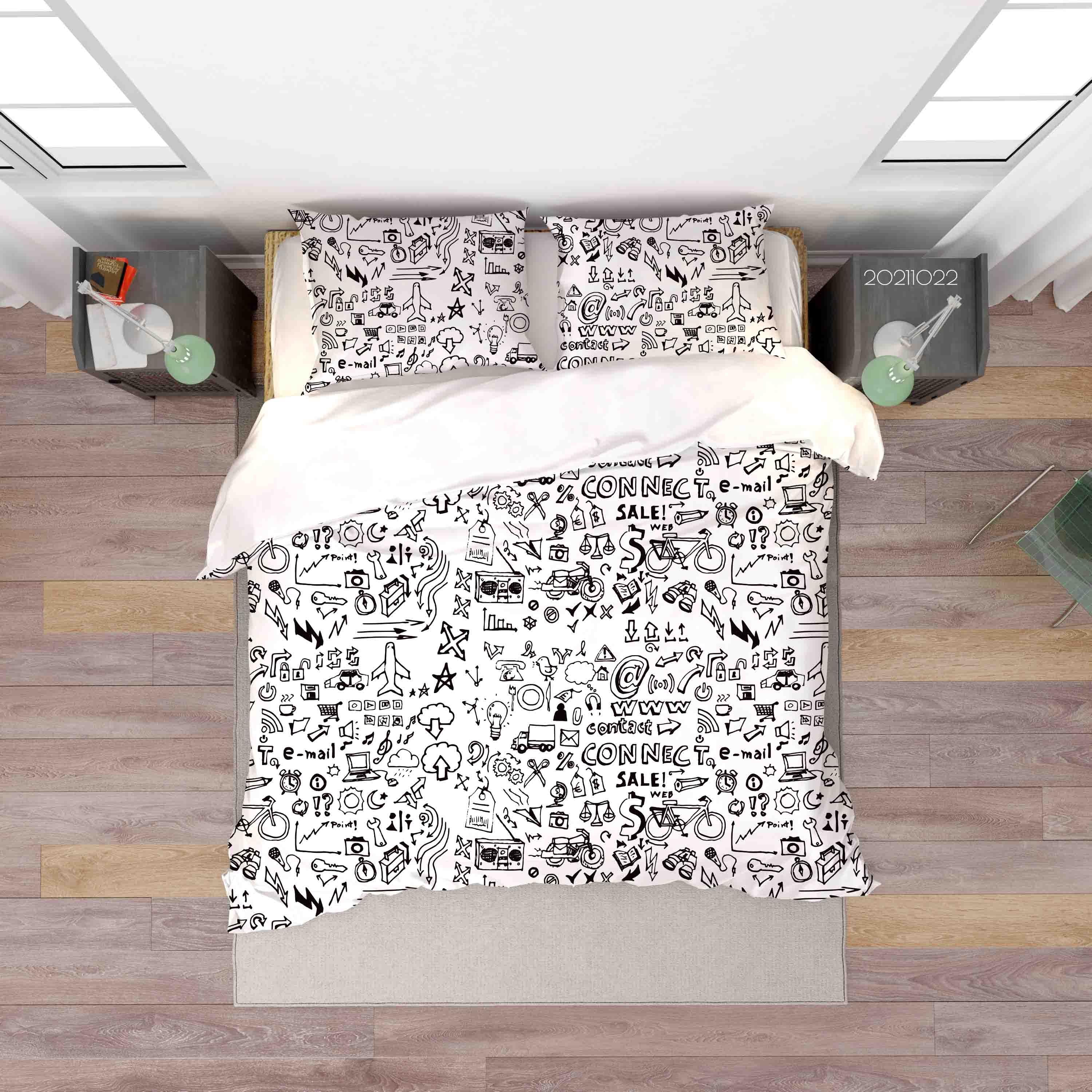 3D Abstract Comic Art Graffiti Quilt Cover Set Bedding Set Duvet Cover Pillowcases 9- Jess Art Decoration