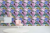 3D Hand Sketching Purple Floral Colorful Leaves Plant Wall Mural Wallpaper LXL 1336- Jess Art Decoration