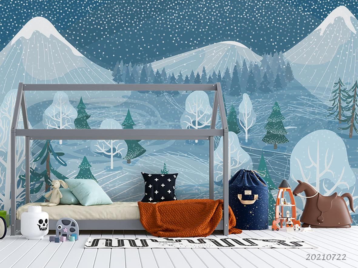 3D Winter Snow Forest Landscape Wall Mural Wallpaper LQH 376- Jess Art Decoration