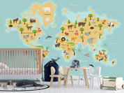 3D World Map Kids Wall Mural Wallpaper LQH 160- Jess Art Decoration