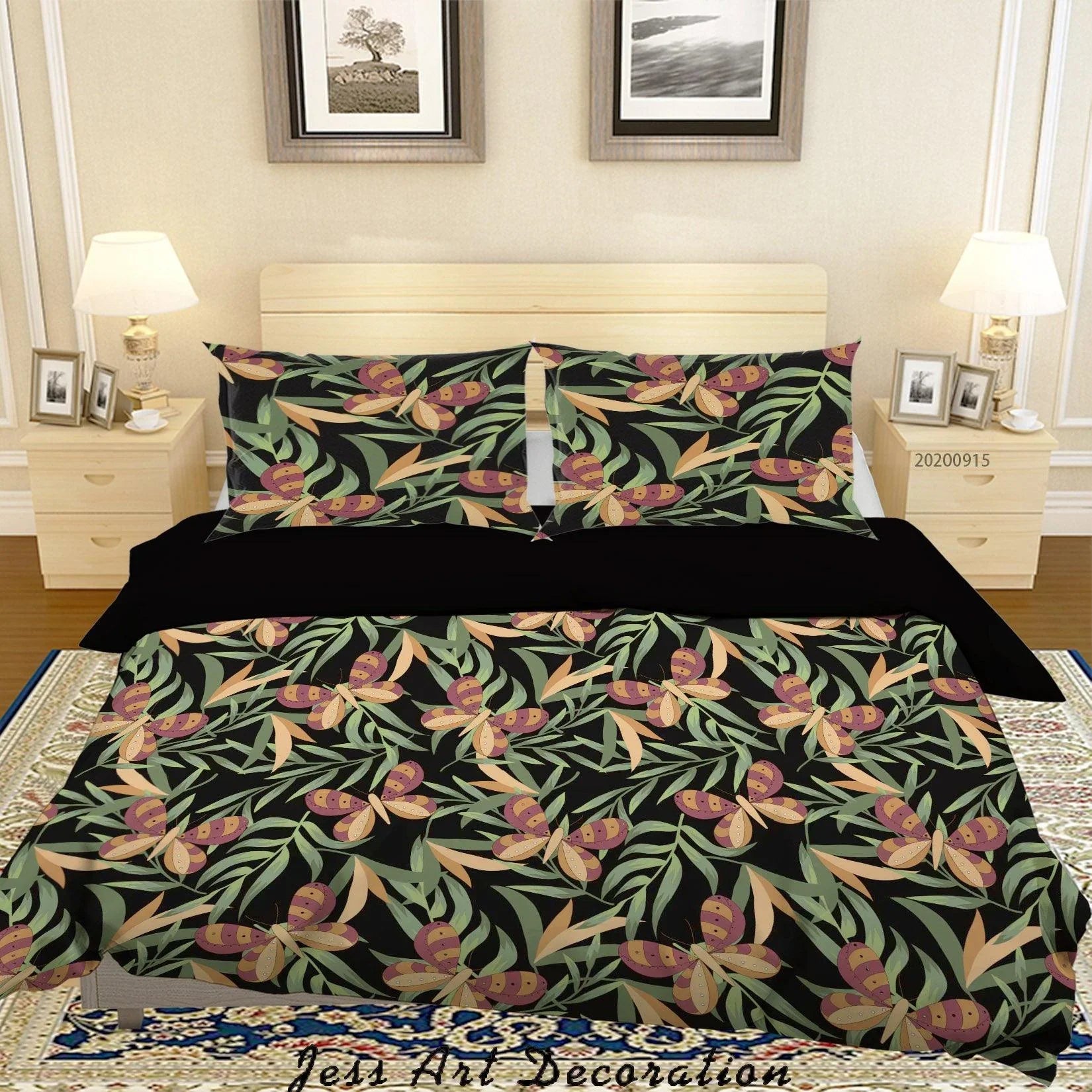 3D Plant Leaves Flower Pattern Quilt Cover Set Bedding Set Duvet Cover Pillowcases WJ 9039- Jess Art Decoration