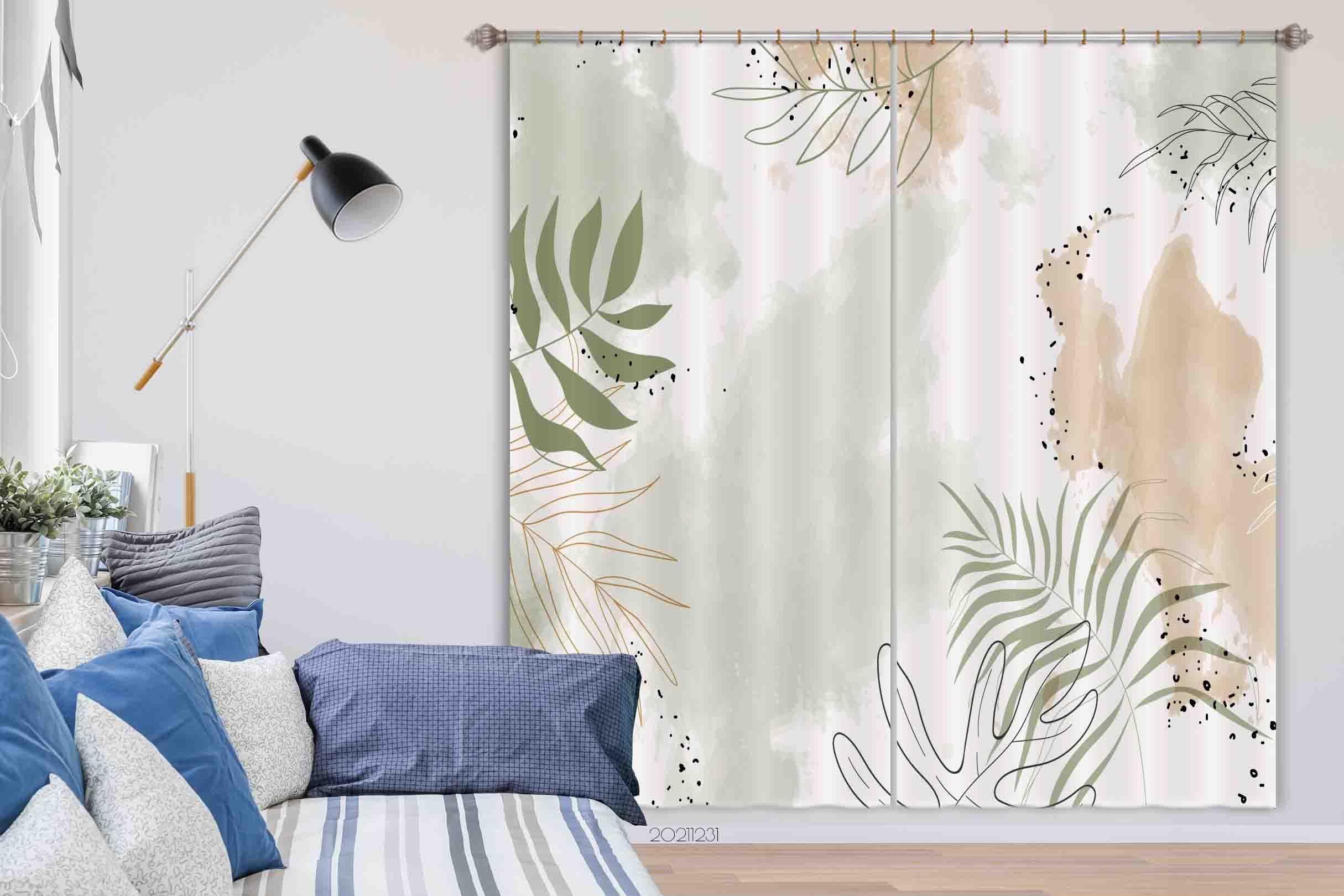 3D Vintage Flower Leaf Curtains and Drapes GD 113- Jess Art Decoration