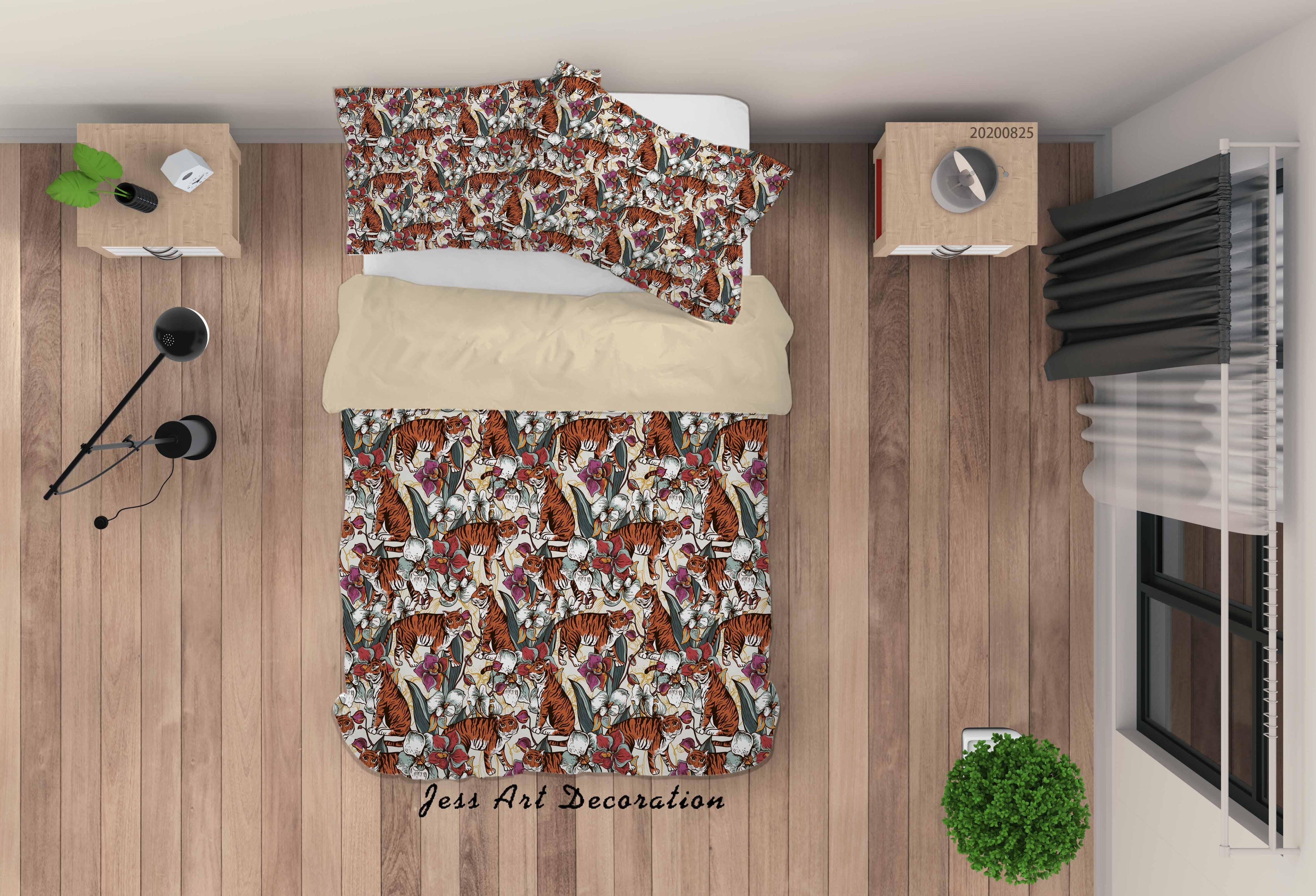 3D Abstract Cartoon Tiger Pattern Quilt Cover Set Bedding Set Duvet Cover Pillowcases WJ 3351- Jess Art Decoration