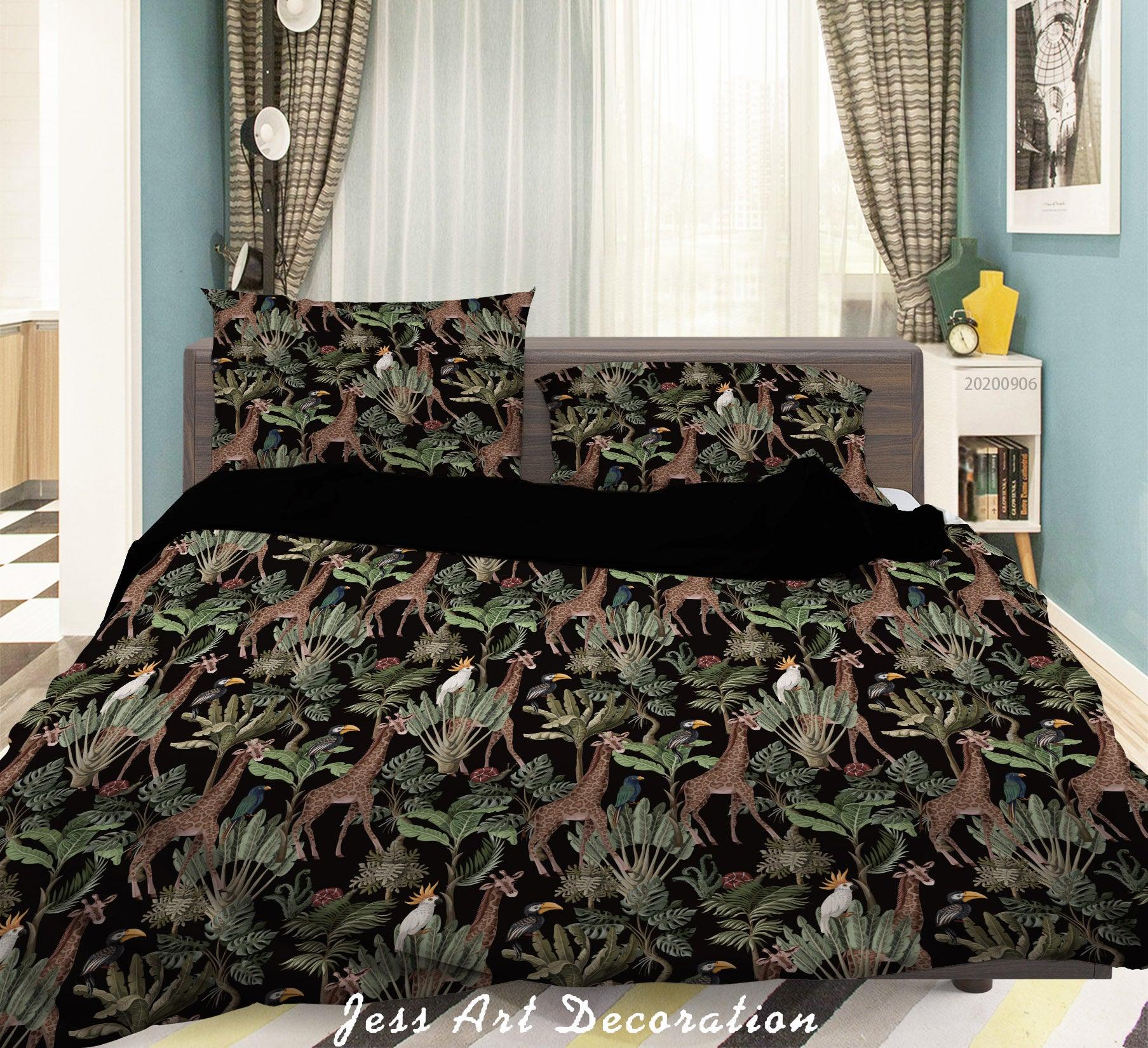 3D Vintage Leaves Giraffe Floral Pattern Quilt Cover Set Bedding Set Duvet Cover Pillowcases WJ 3658- Jess Art Decoration