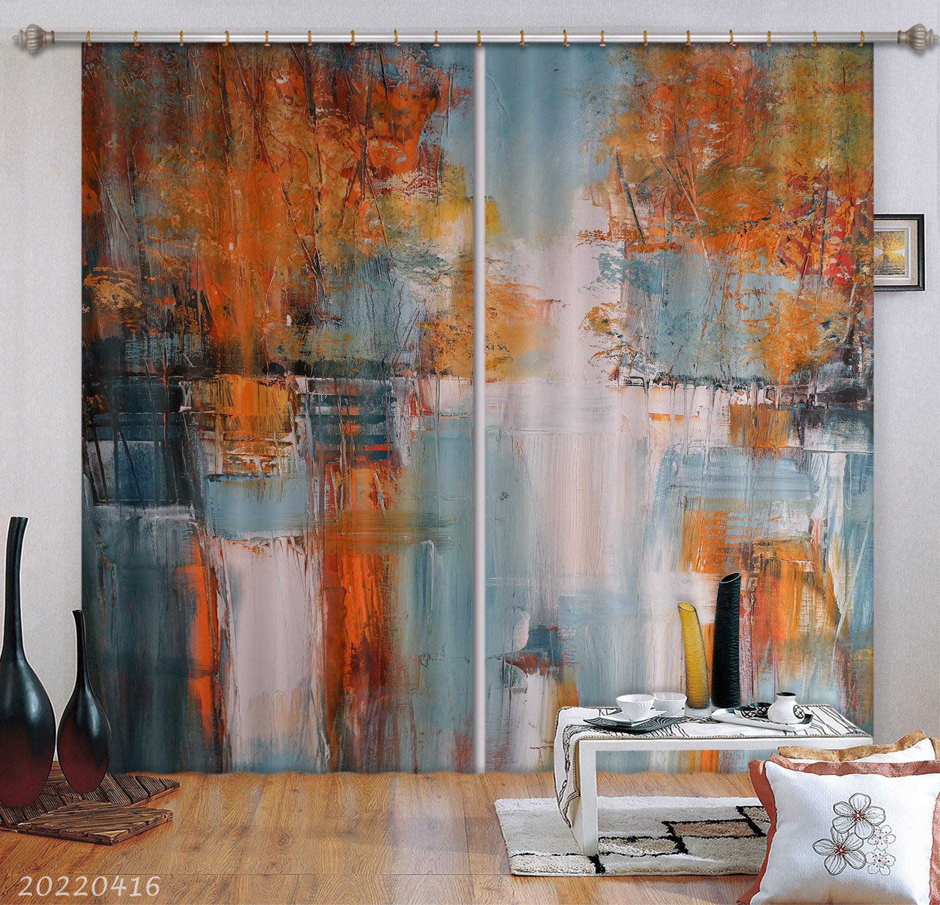 3D Woods Landscape Oil Painting Curtains and Drapes GD 4589- Jess Art Decoration