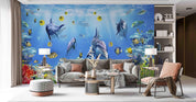 3D Underwater World Fish Coral Shark Wall Mural Wallpaper SWW5082- Jess Art Decoration