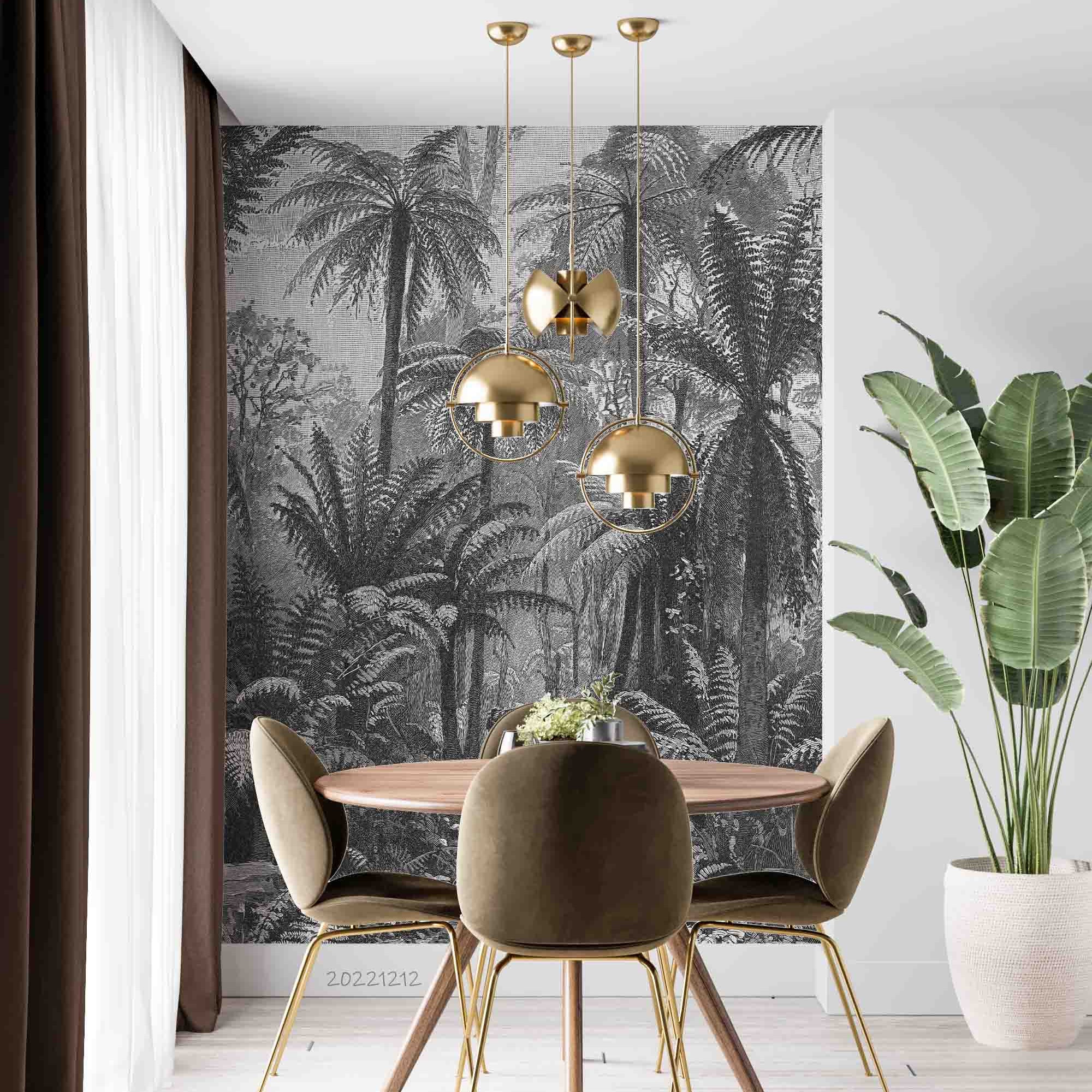 3D Vintage Tropical Forest Coconut Tree Wall Mural Wallpaper GD 1767- Jess Art Decoration