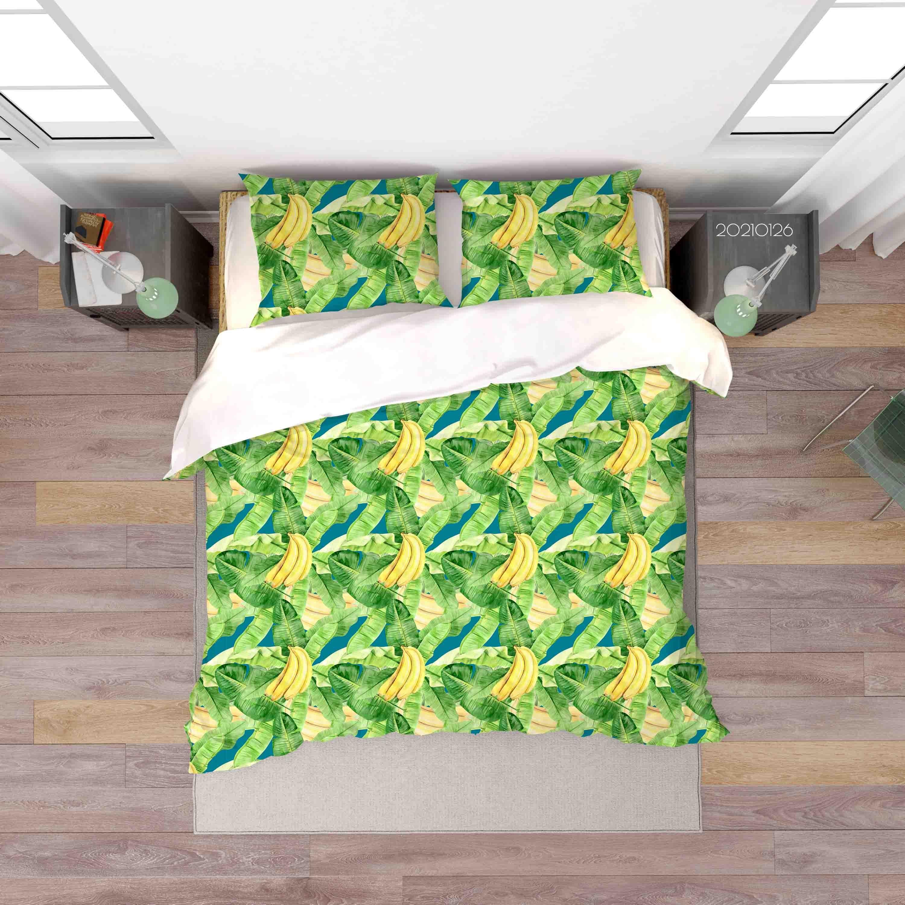 3D Tropical Banana Leaf Quilt Cover Set Bedding Set Duvet Cover Pillowcases 85- Jess Art Decoration