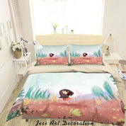 3D Cartoon Girl Flower Tree Quilt Cover Set Bedding Set Duvet Cover Pillowcases A567 LQH- Jess Art Decoration