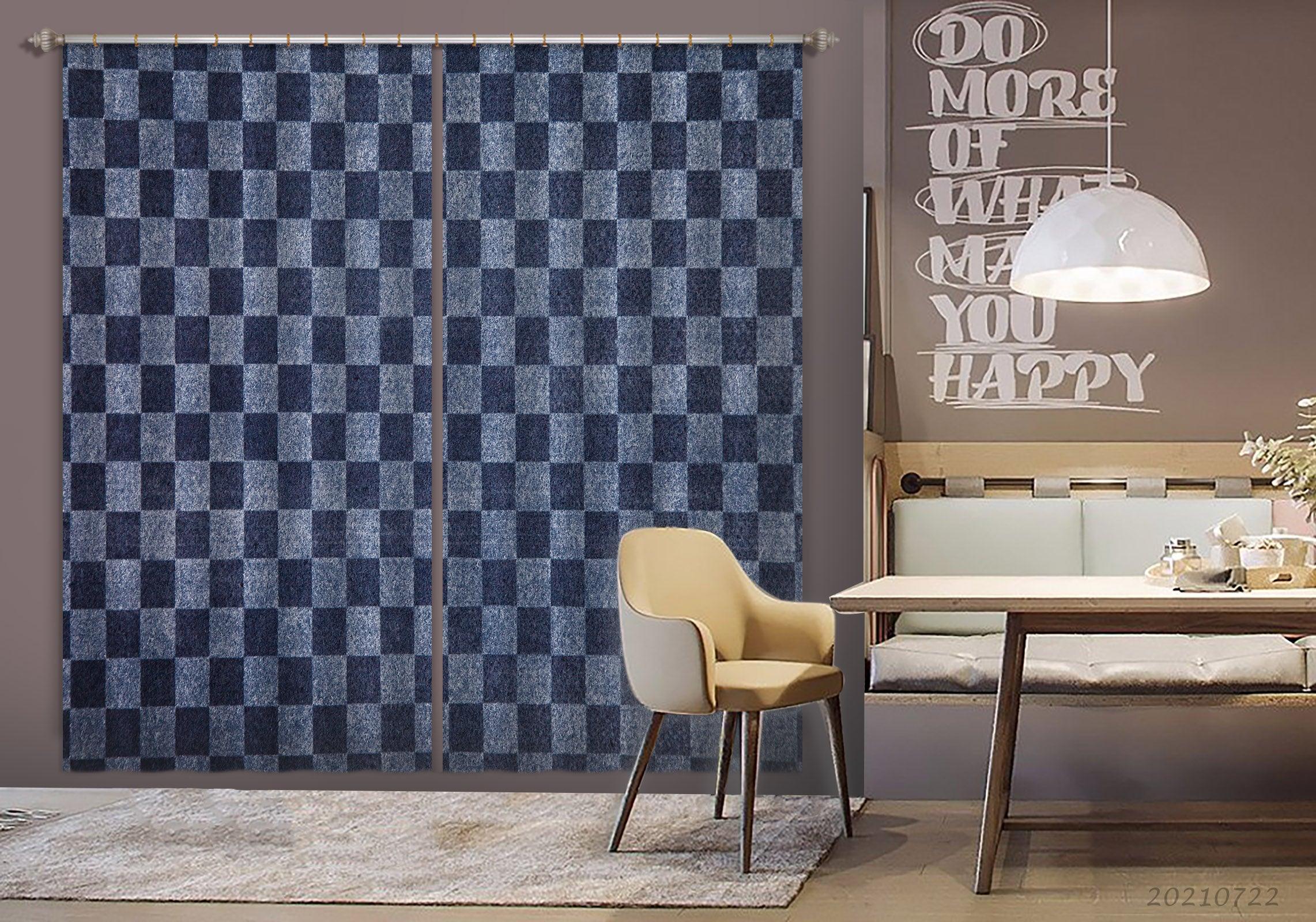 3D Abstract Blue Geometry Curtains and Drapes LQH 203- Jess Art Decoration