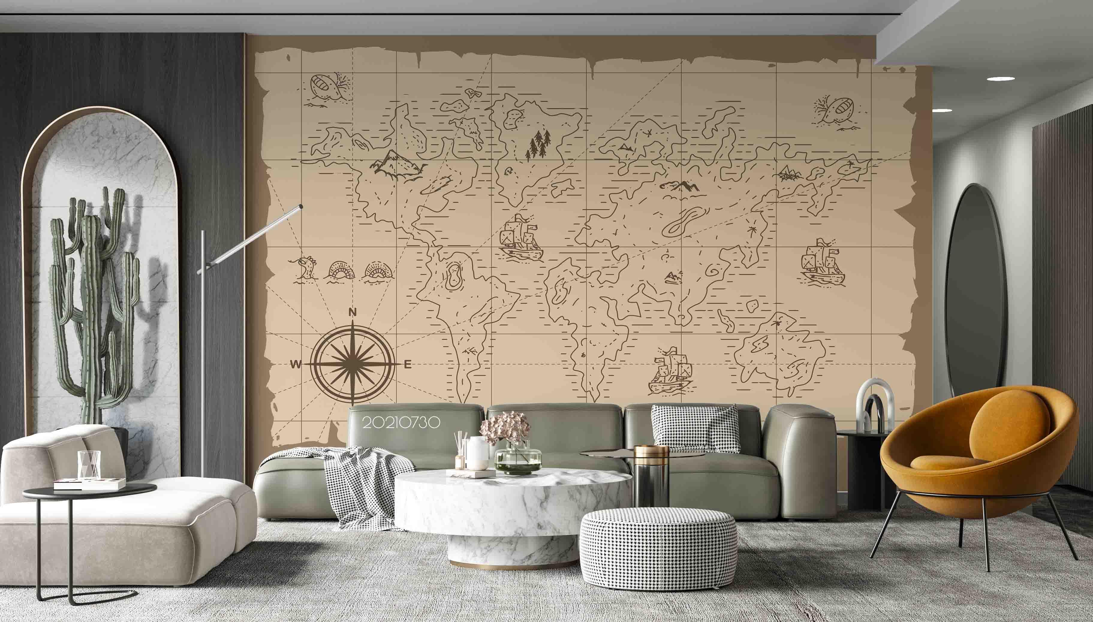 3D Vintage Hand-painted Map World Wall Mural Wallpaper SWW4475- Jess Art Decoration