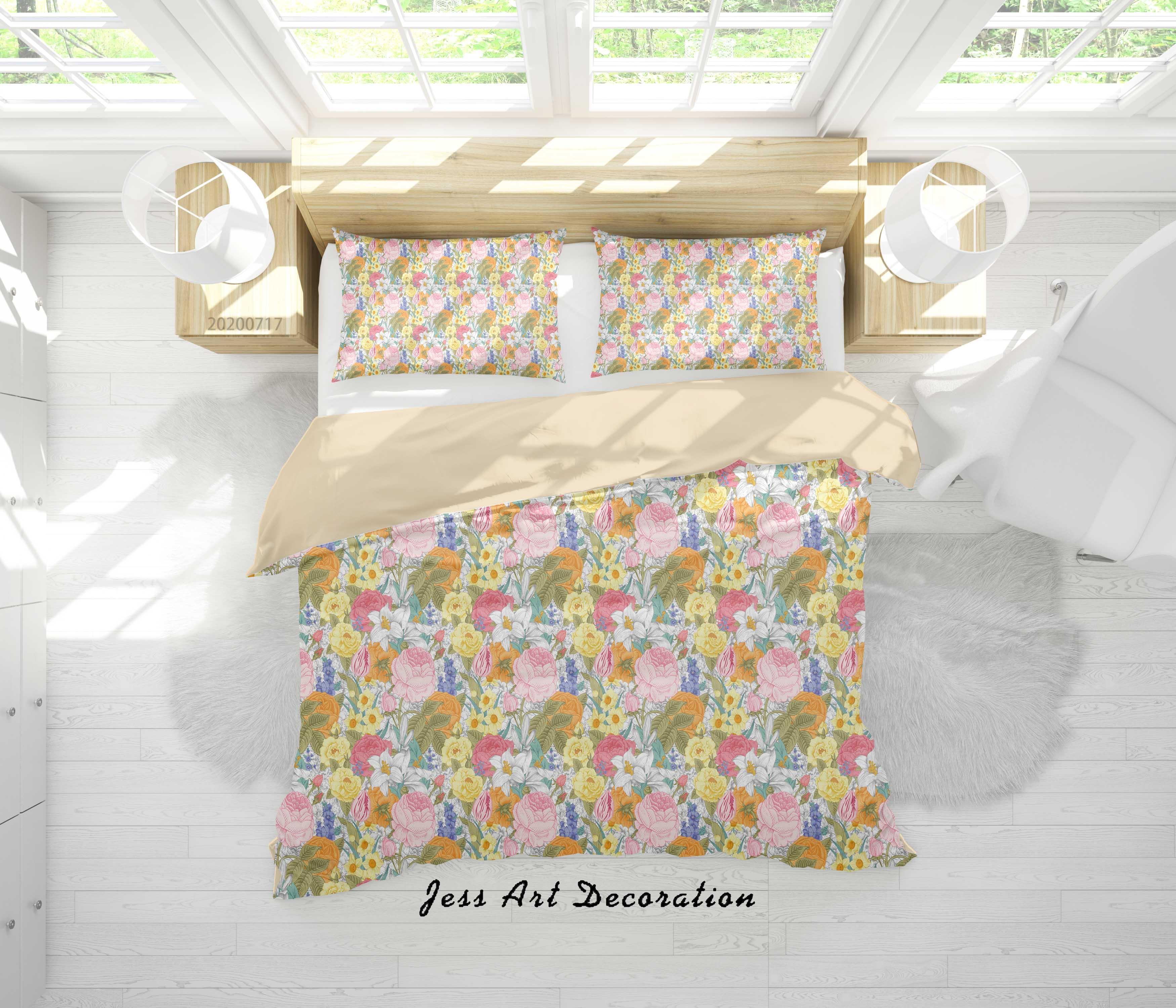 3D Vintage Floral Quilt Cover Set Bedding Set Duvet Cover Pillowcases WJ 1535- Jess Art Decoration