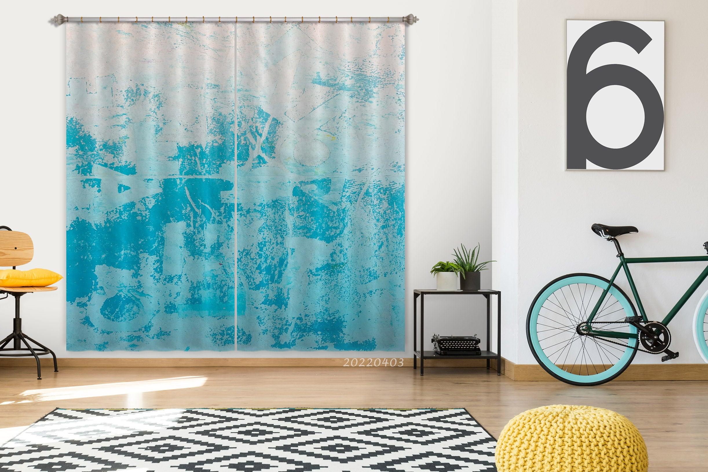 3D Abstract Blue Texture Pattern Curtains and Drapes GD 3401- Jess Art Decoration