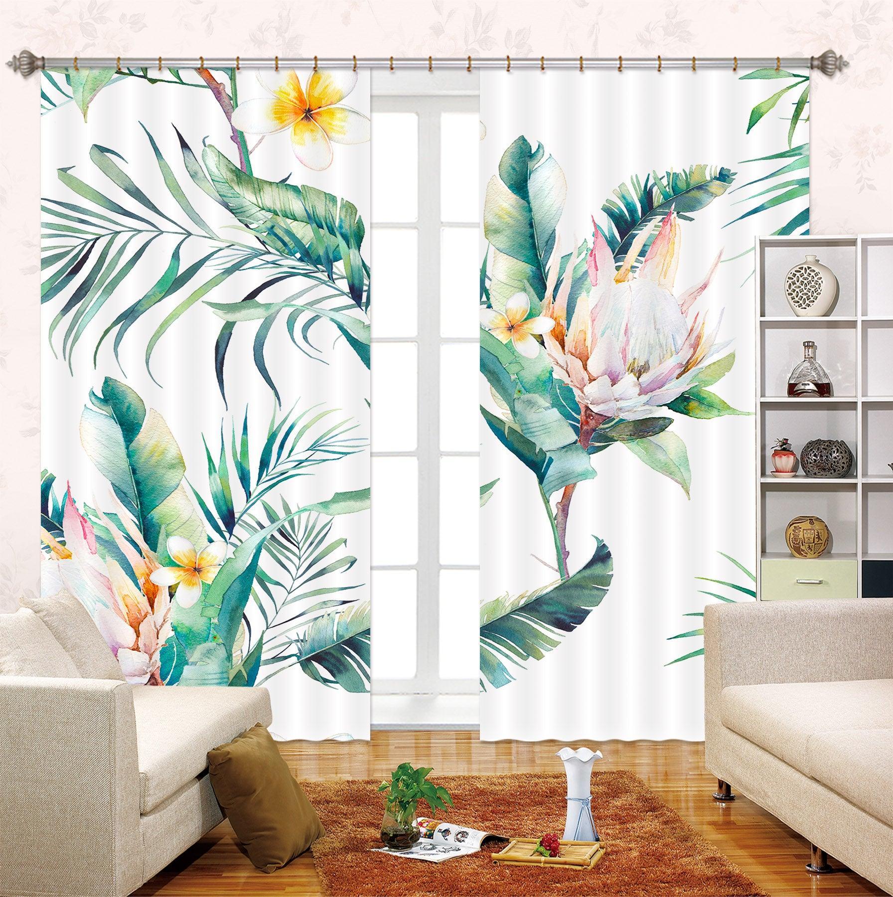 3D Flower Leaf Window Curtains and Drapes LQH A633- Jess Art Decoration