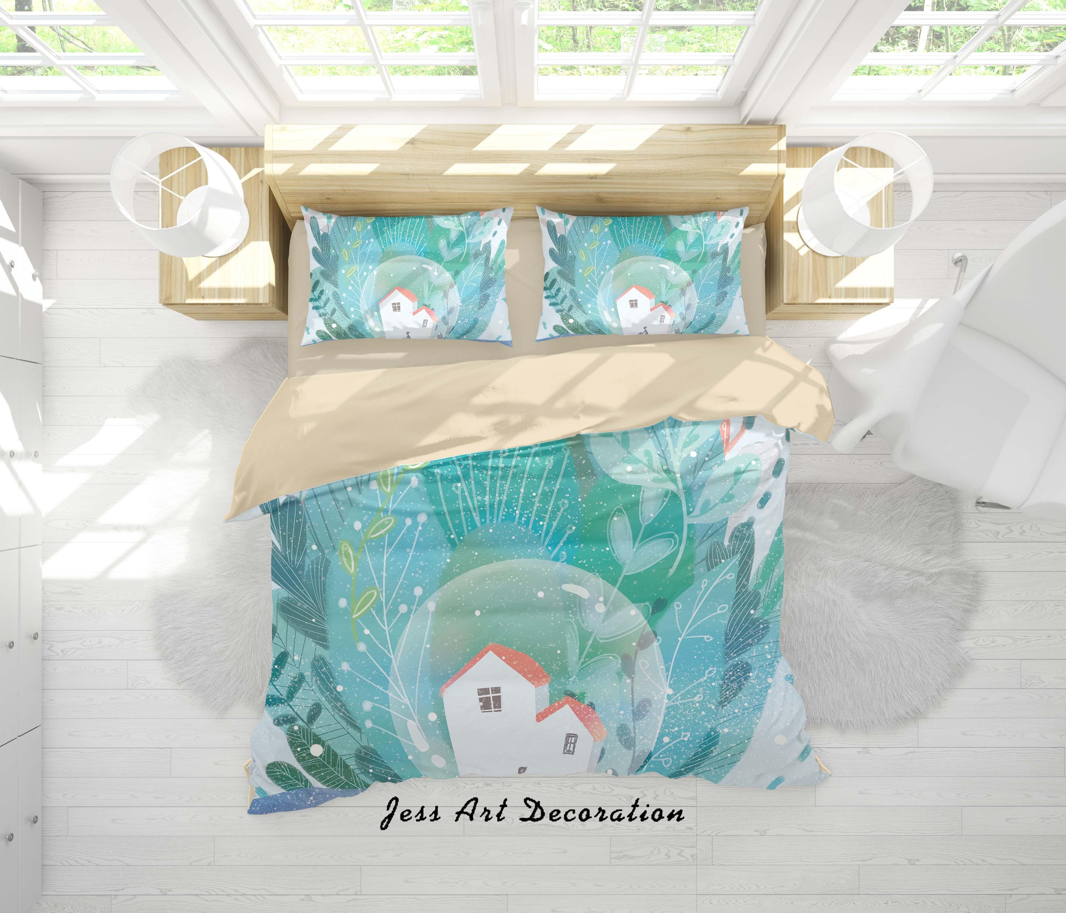 3D Blue Tree House Painting Quilt Cover Set Bedding Set Duvet Cover Pillowcases A511 LQH- Jess Art Decoration
