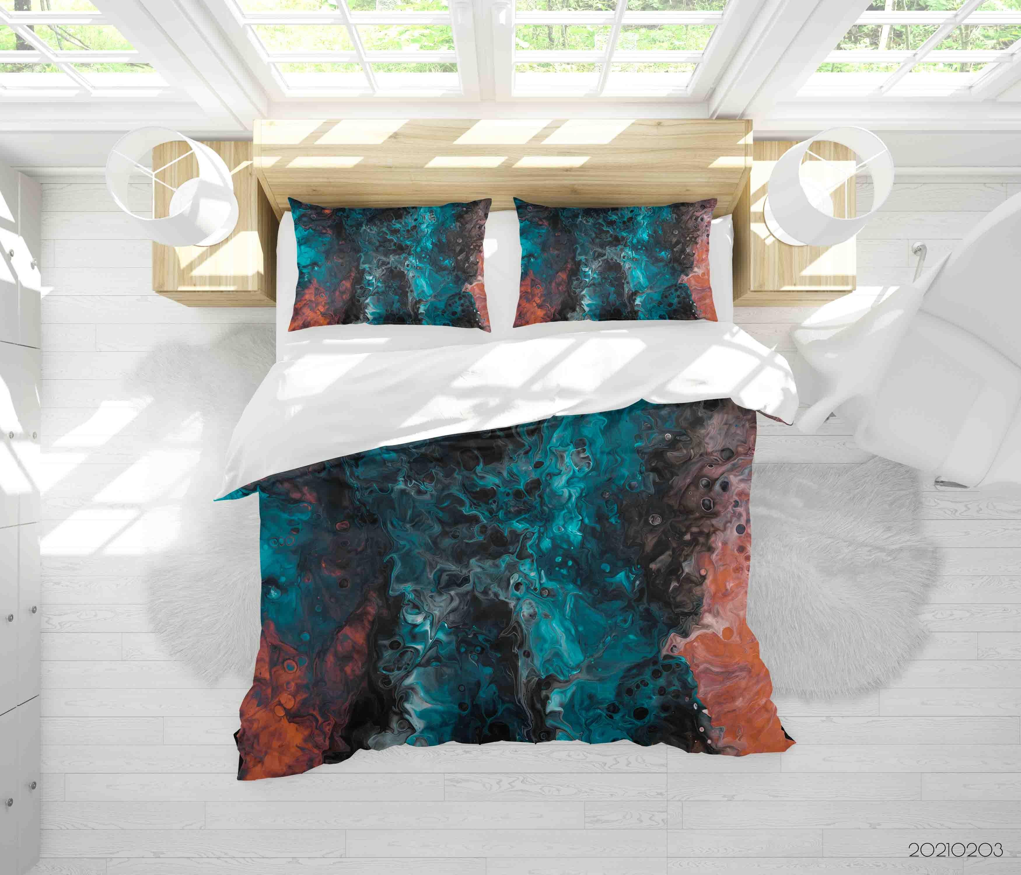 3D Abstract Colorful Marble Texture Quilt Cover Set Bedding Set Duvet Cover Pillowcases 91- Jess Art Decoration