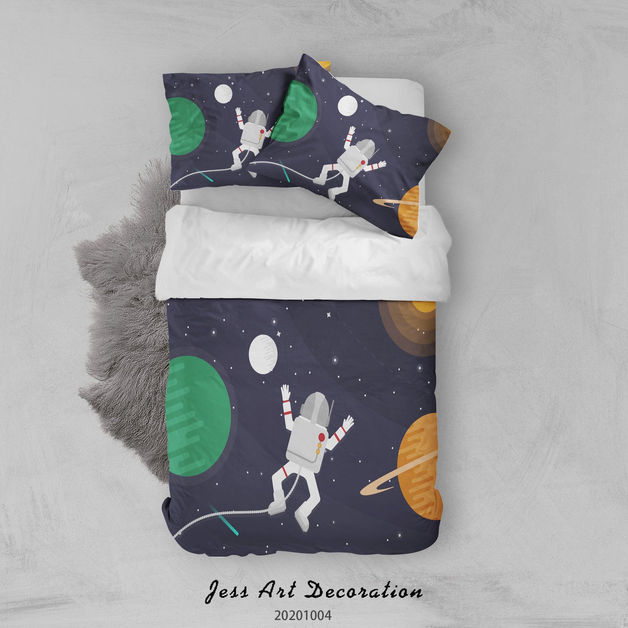 3D Planet Moon Spaceship Astronaut Pattern Quilt Cover Set Bedding Set Duvet Cover Pillowcases WJ 9303- Jess Art Decoration