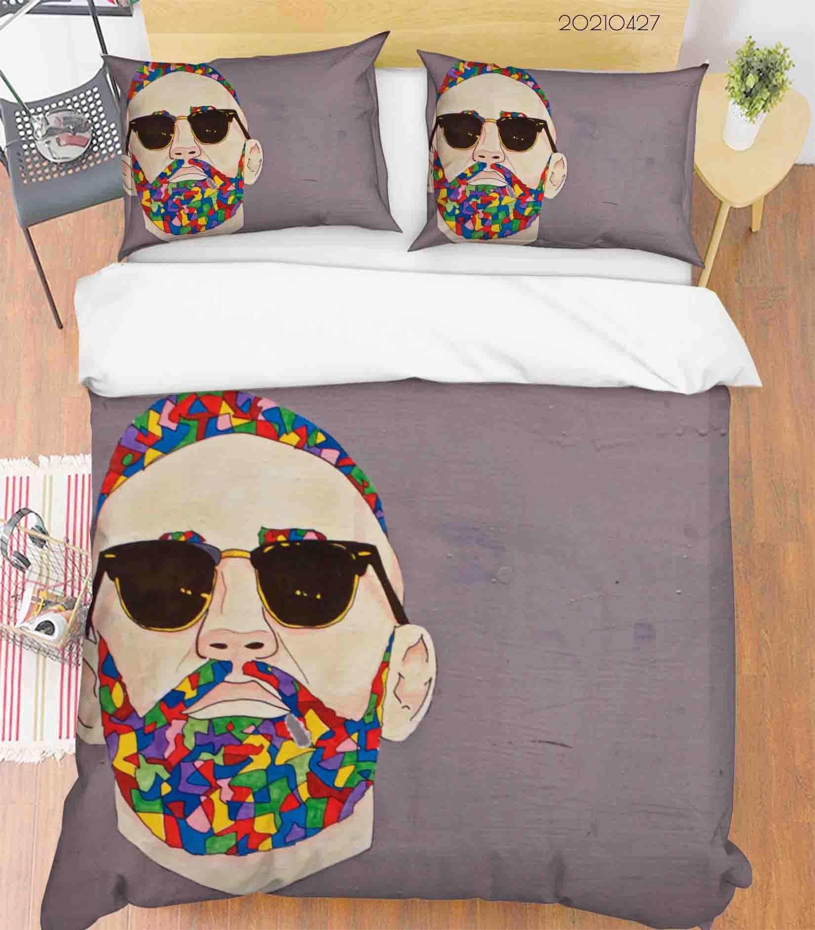 3D Abstract Art Man Graffiti Quilt Cover Set Bedding Set Duvet Cover Pillowcases 108- Jess Art Decoration