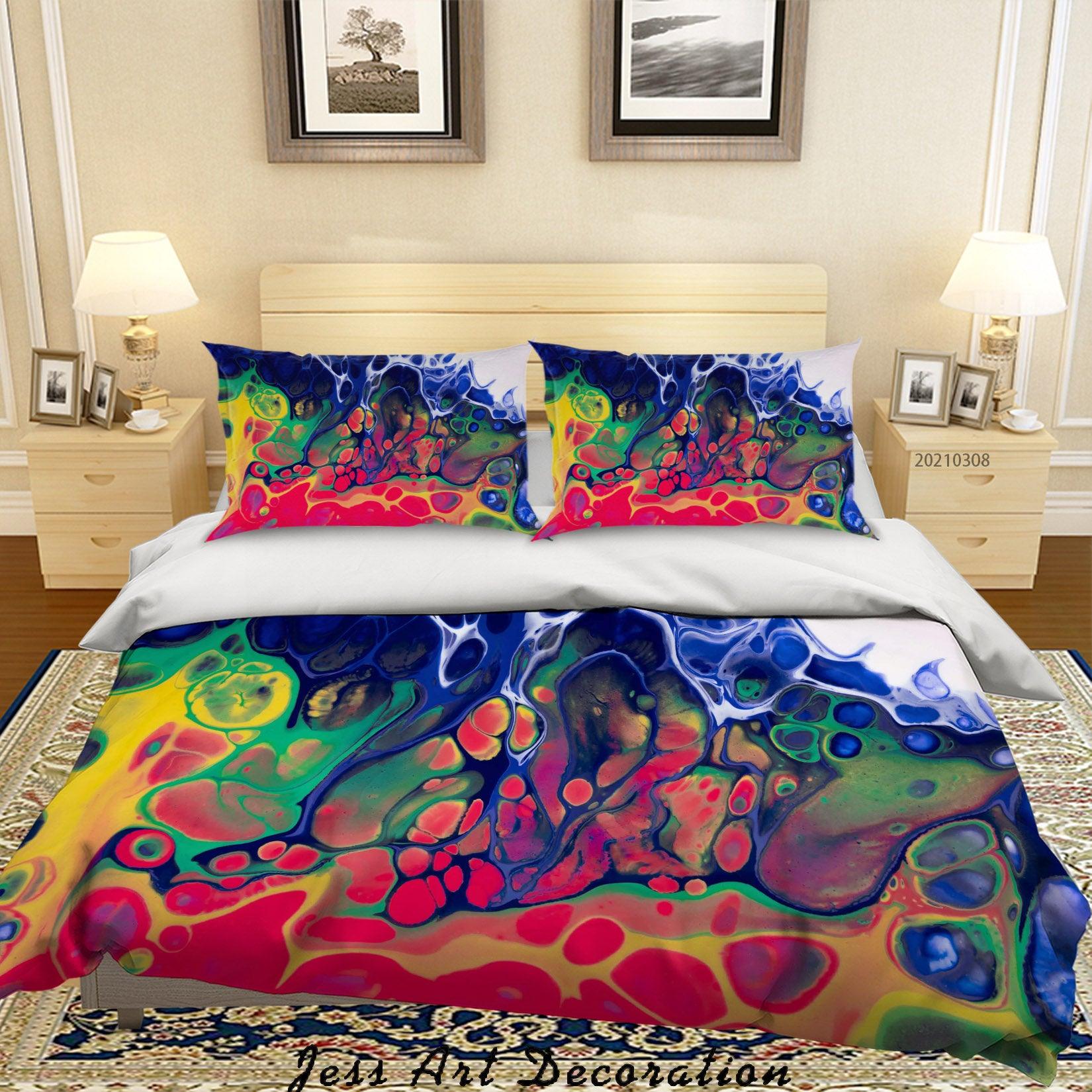 3D Abstract Colorful Marble Texture Quilt Cover Set Bedding Set Duvet Cover Pillowcases 259- Jess Art Decoration